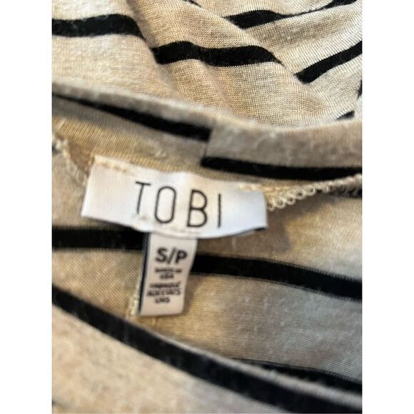 Tobi Women’s Small Black Cream Striped Sleeveless Tank Top Dress - Picture 5 of 6